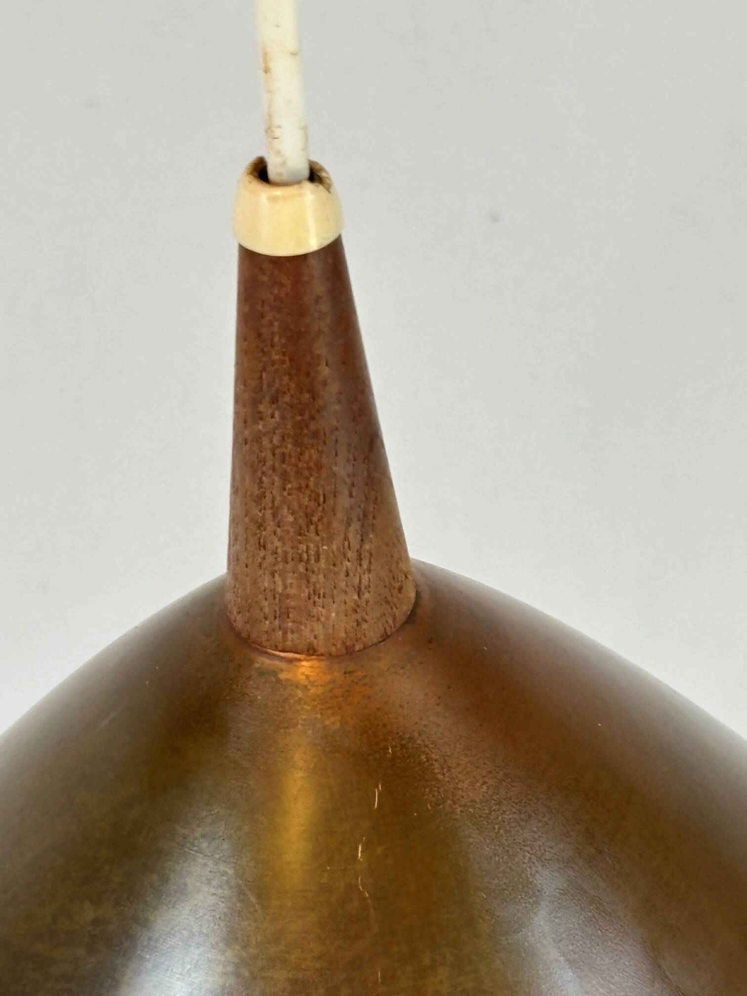 copper and teak suspension by Hans Agne Jacobson - Denmark 1960s