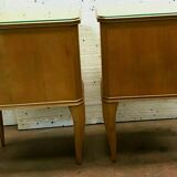 Pair of art deco bedside tables in 20th century light wood veneer