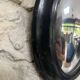 Witch mirror from the Napoleonic III era, 23/16.5cm, black, glass, curiosity, antique mirror, decoration.