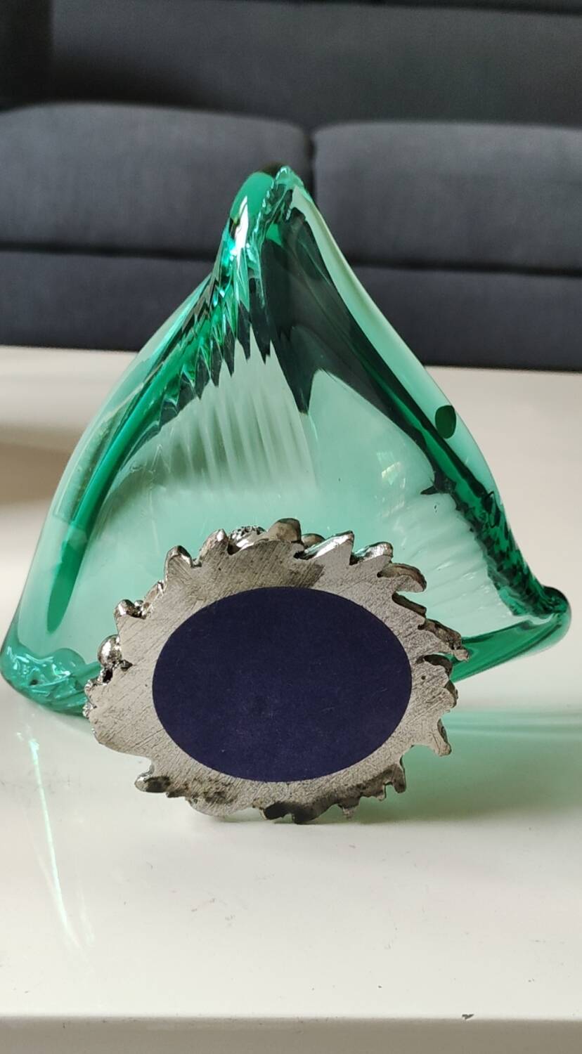 Murano/Glass Line Art Glass Sea Shell Trinket Dish. Diam 20