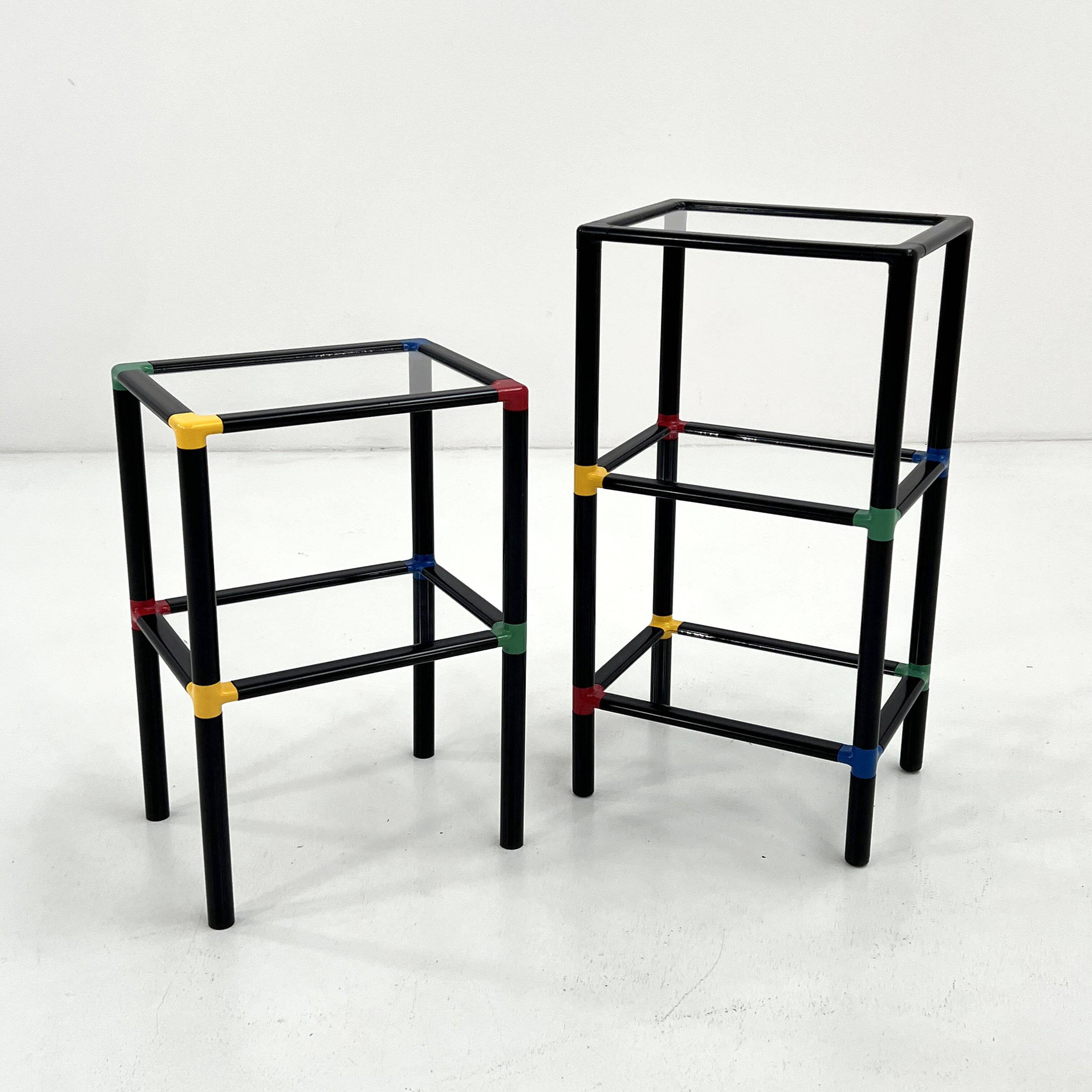Multicoloured modular floor shelf, 1980