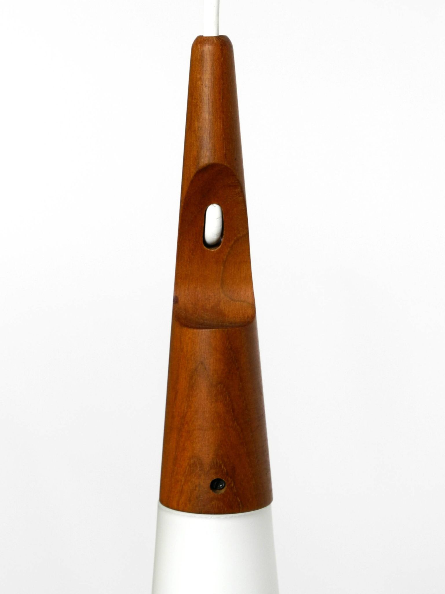 Rare Uno & Östen Kristiansson pendant lamp in opal glass and teak | Made by