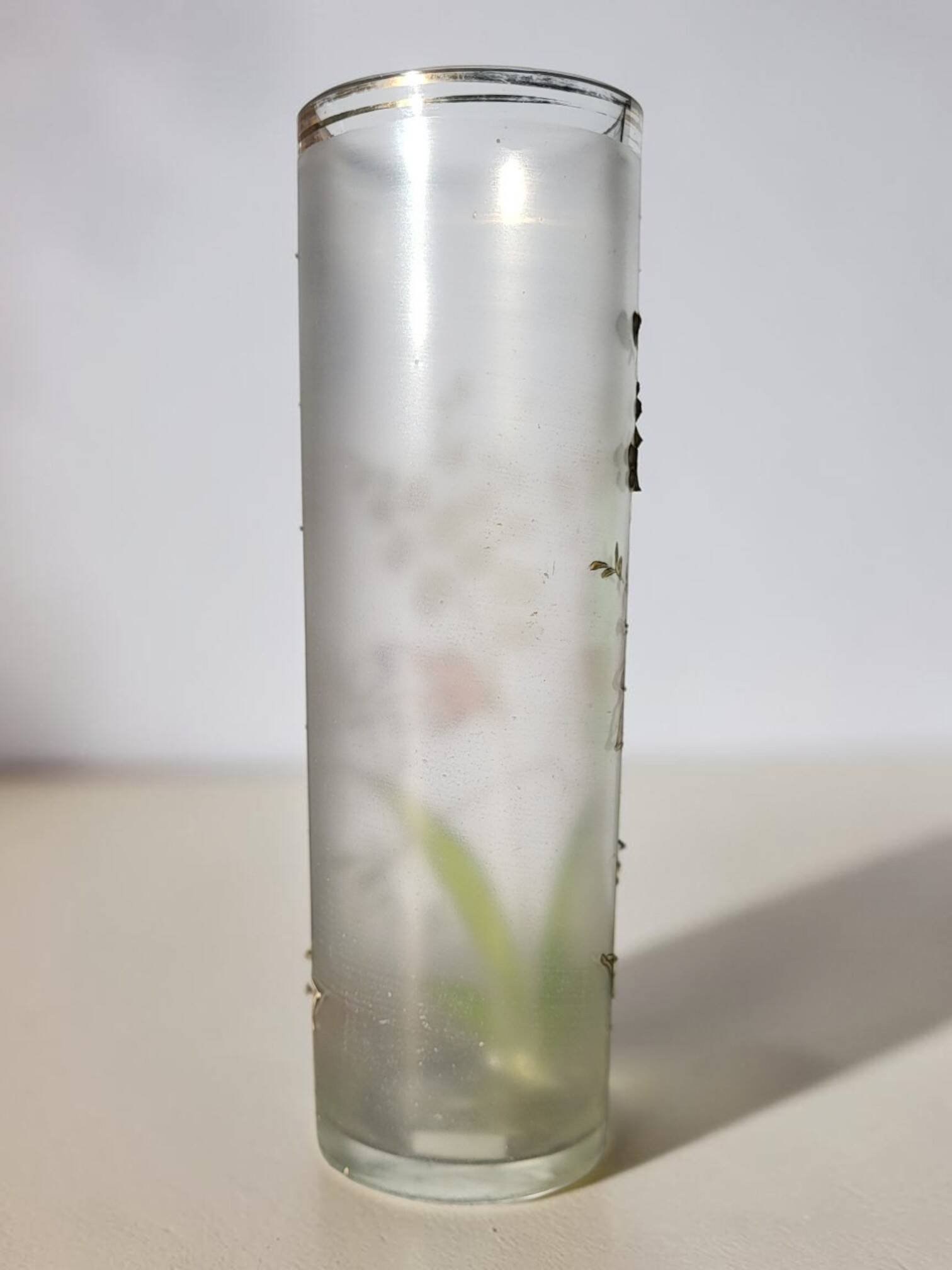 Art Nouveau enamelled glass cylinder vase