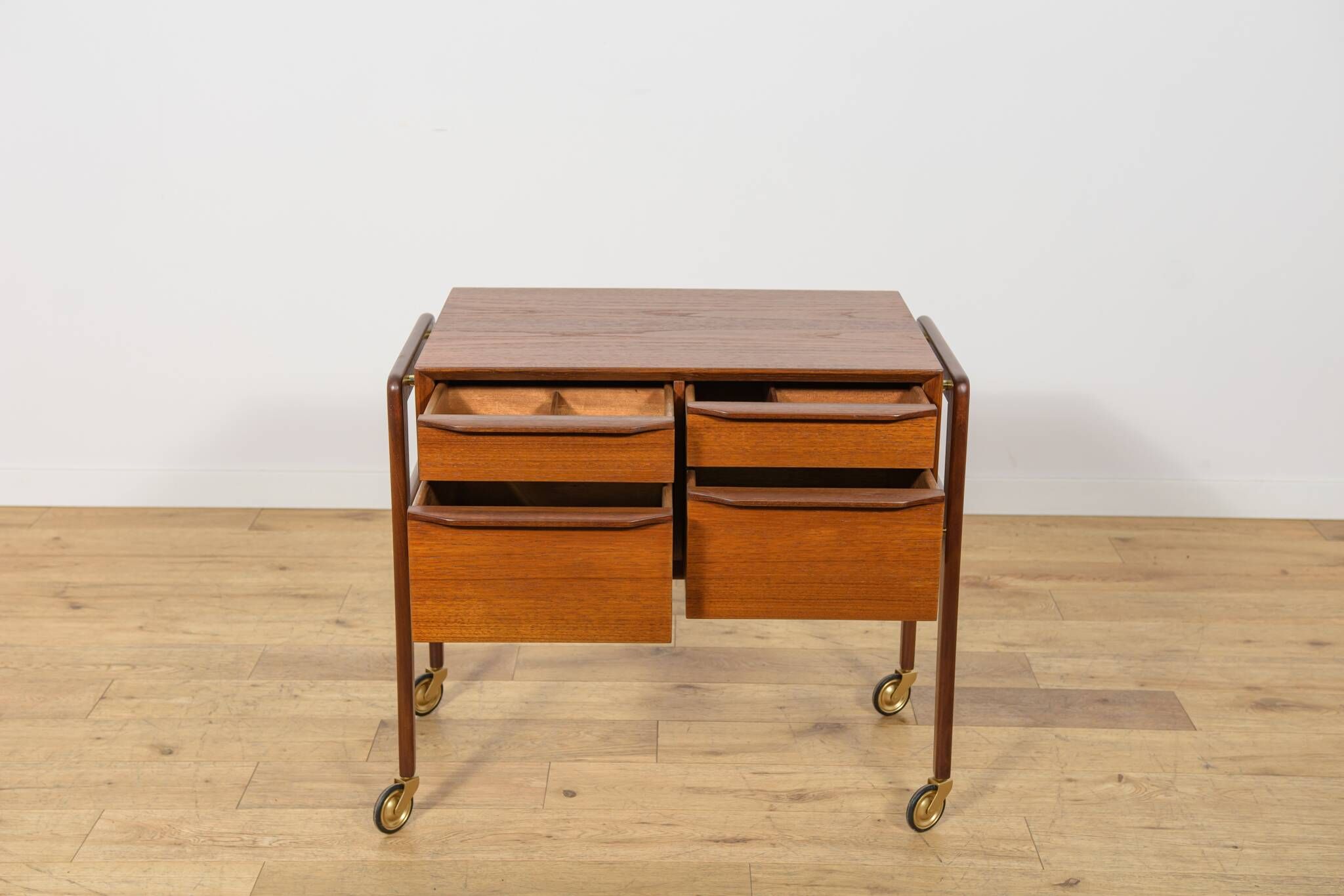 Mid-Century Teak Serving Trolley on Castors, Denmark, 1960s