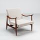 Sculptural Danish lounge chair in teak and fabric Denmark 1960