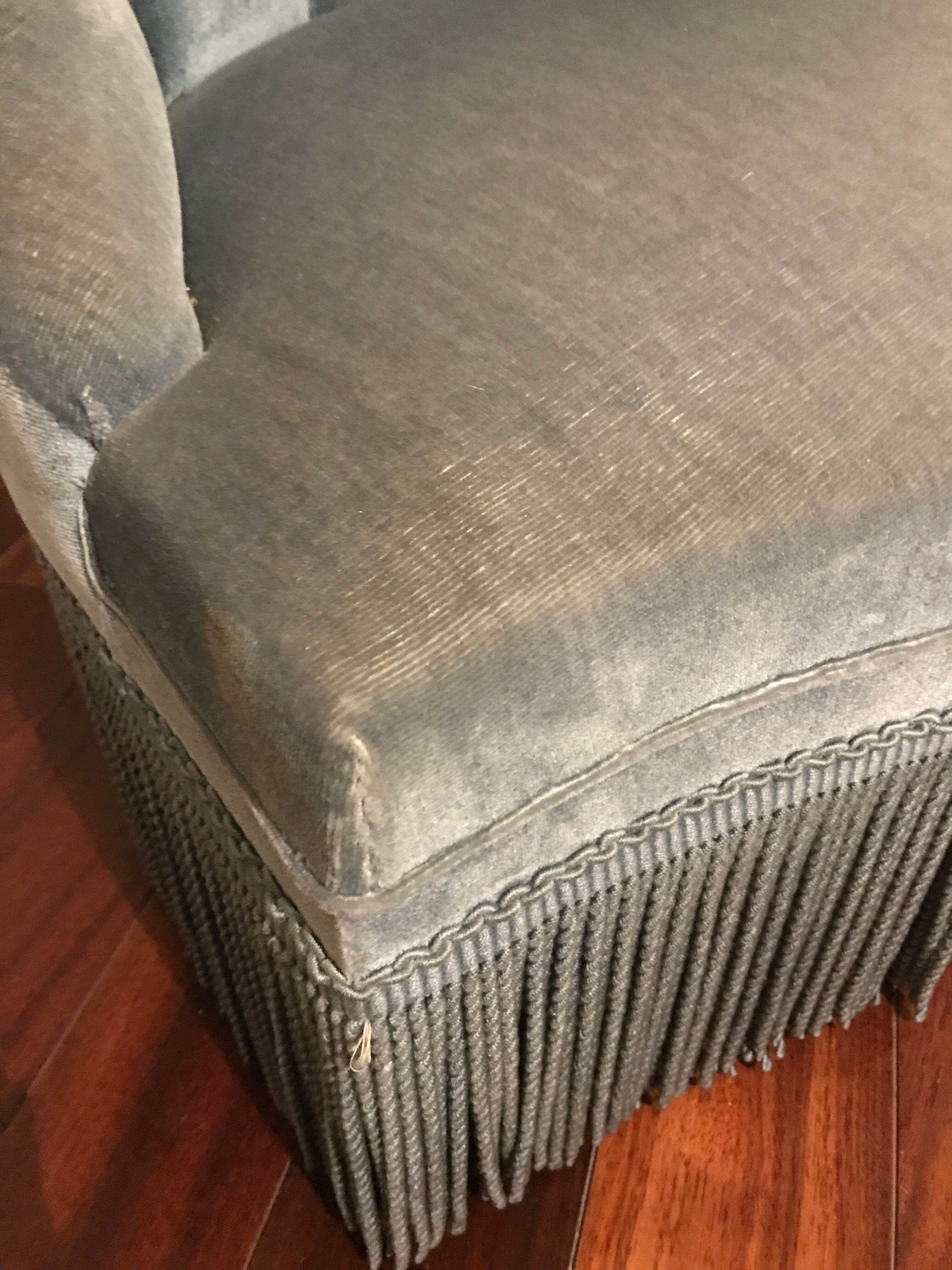 Napoleon blue velvet toad chair