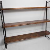 Wall shelf string 1960 3 solid wood tops black and brown