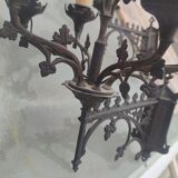 Pair of cathedral sconces of the nineteenth century in bronze with 5 burners