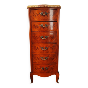 Chiffonnier galbé en - plateau marbre style