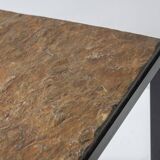 Set of 2 identical square slate stone coffee table from the 1950’s.