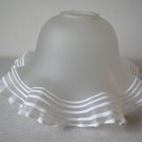 Old lampshade ceiling lamp in white bordered glass