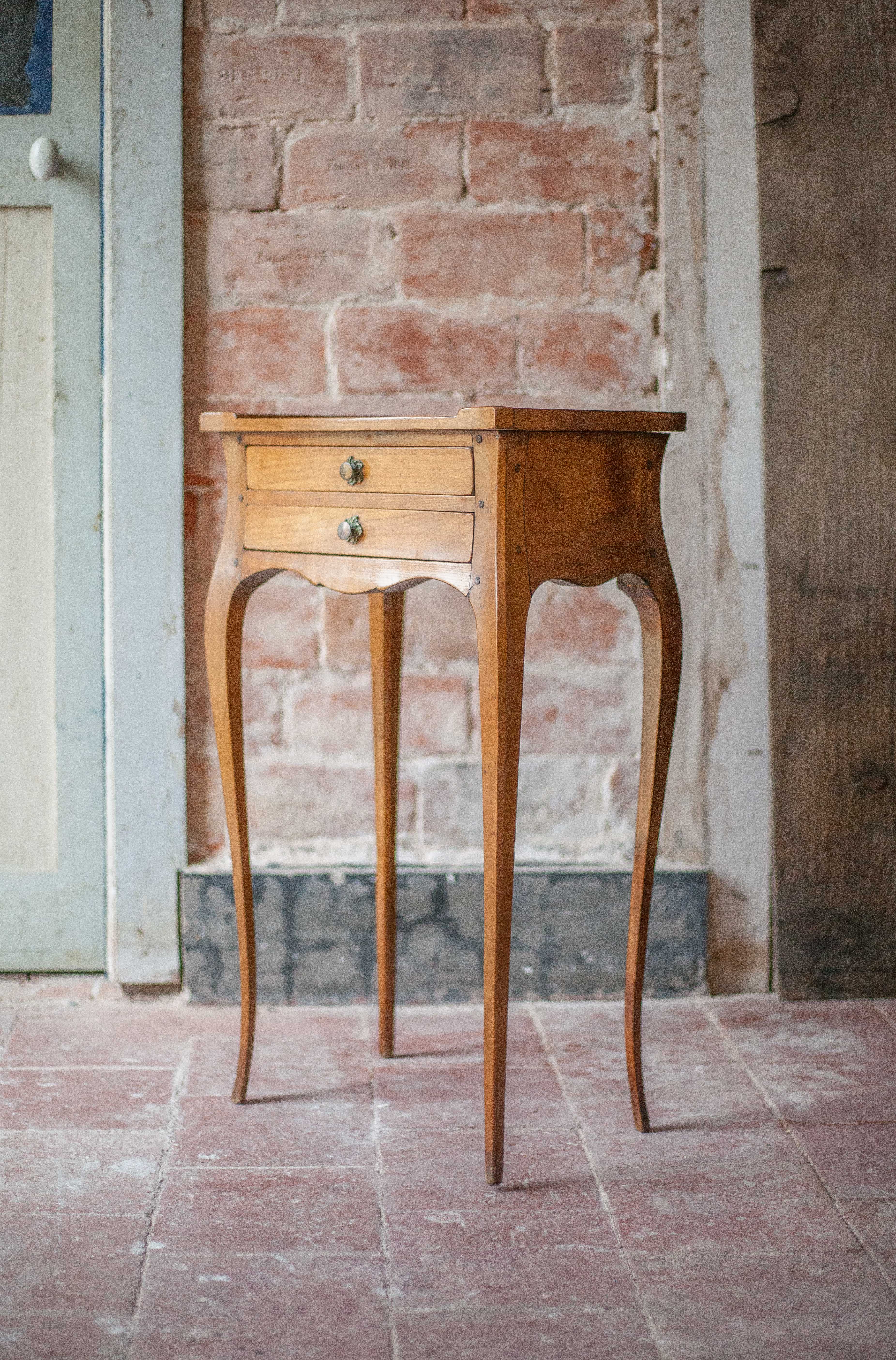 Vintage bedside table, bedside table with 2 drawers, side table, Louis XV.