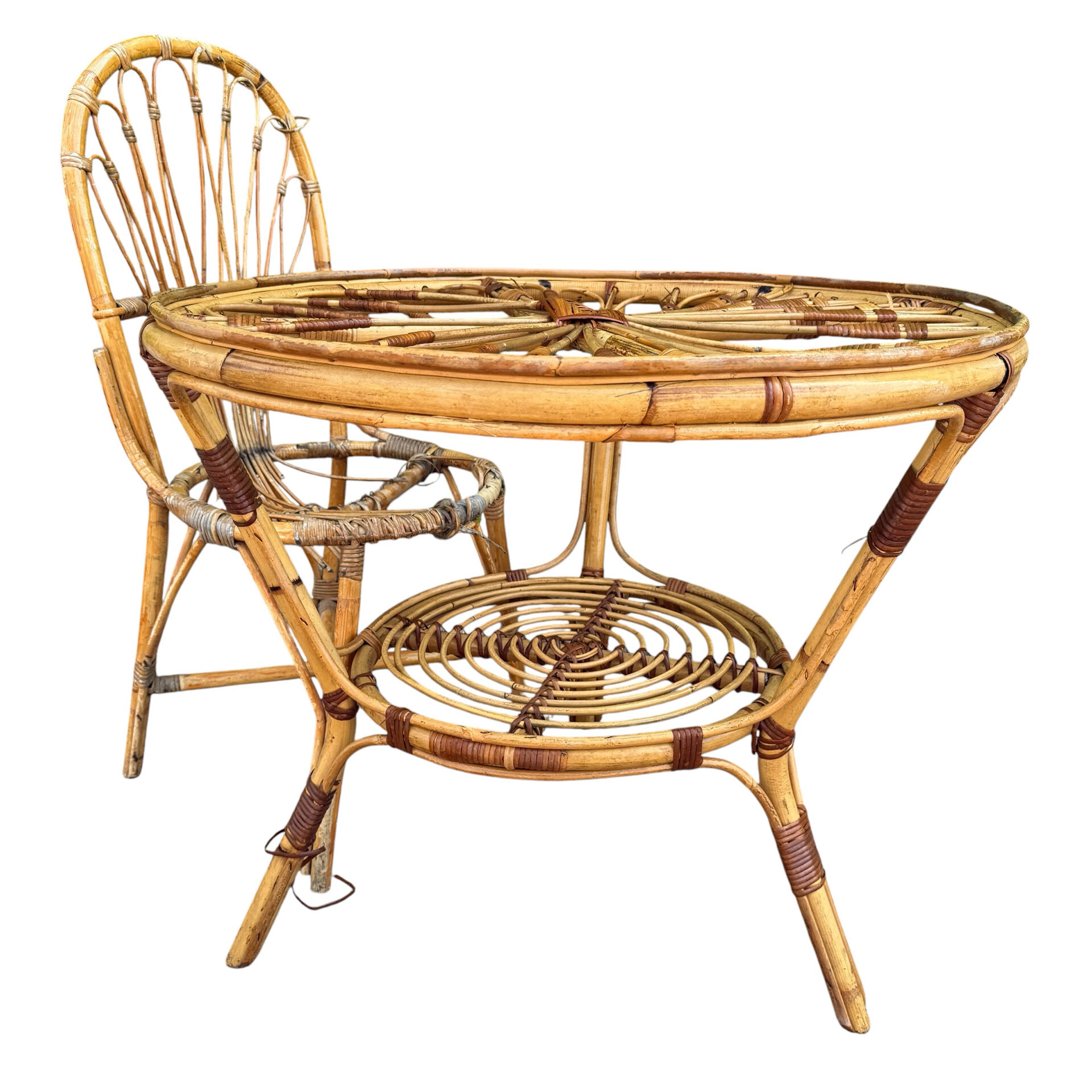 1950s rattan table from France