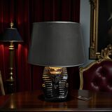 Vintage sphinx lamp in glazed ceramic – Hollywood Regency style