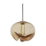 One of the four large smoked glass pendants by Peill & Putzler, Germany, 1970s.