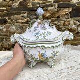 Hand-decorated earthenware soup tureen, Lallier Pottery