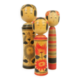 Set of 3 japanese kokeshi dolls