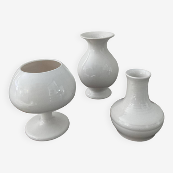 Trio de vases vintage en céramique années 60-70