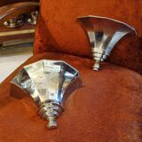 Pair of sconces art deco metal chrome