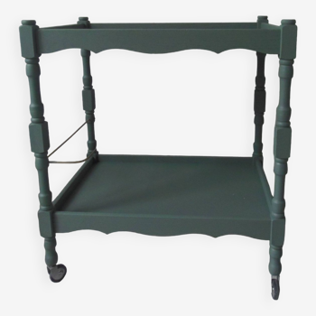 Serving cart, vintage rolling table sublimated in smoky green.