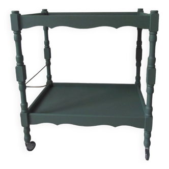 Serving cart, vintage rolling table sublimated in smoky green.
