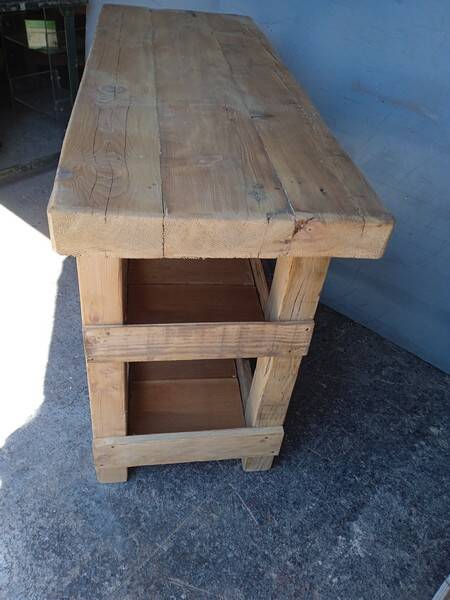 Old solid wood workbench furniture