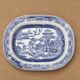 Large oval dish in blue and white English earthenware with Asian decoration, 19th century.
