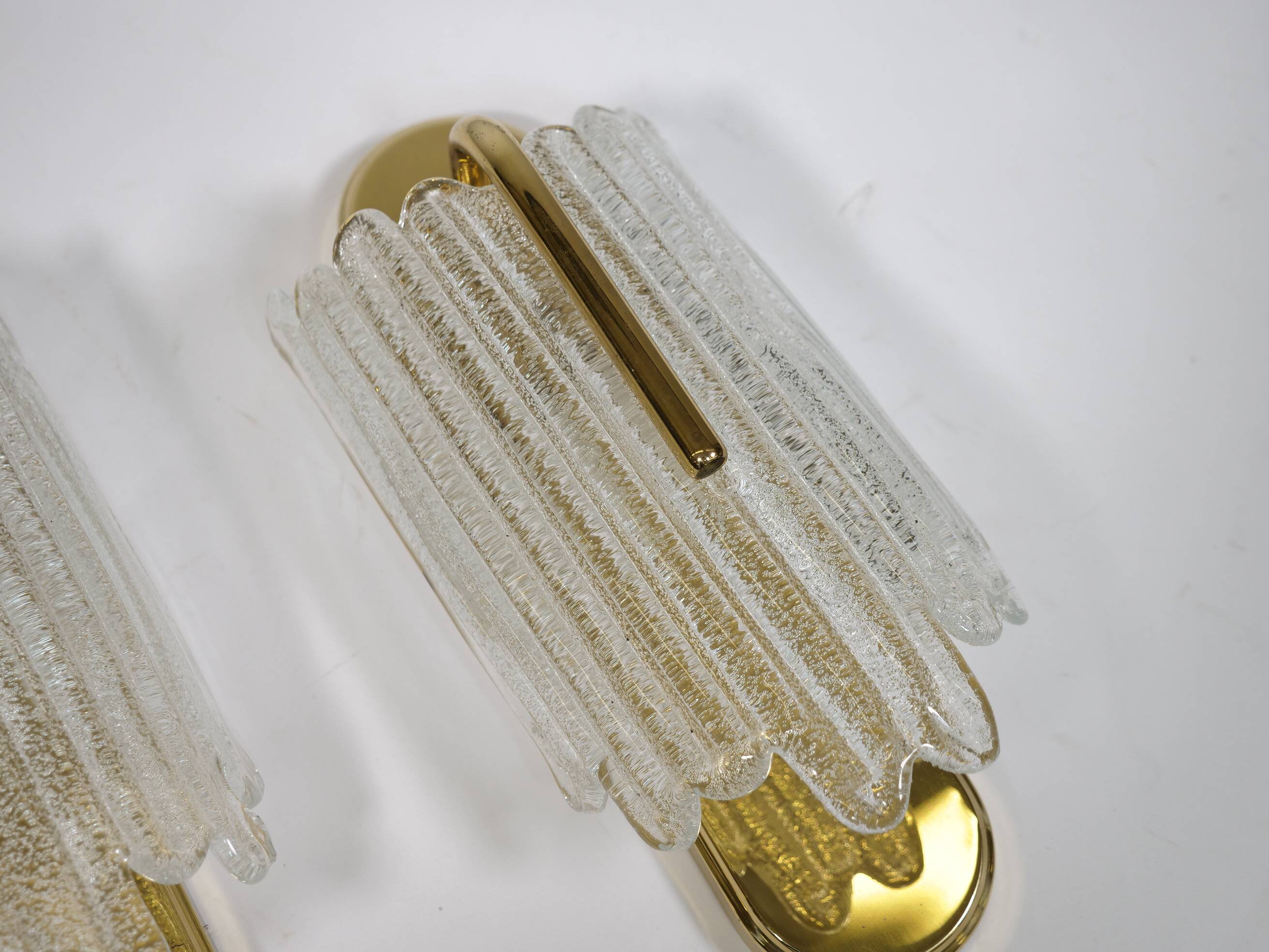 Brass and Ice Glass Wall Lamps by Carl Fagerlund for JBS, Set of 2, 1970s