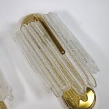 Brass and Ice Glass Wall Lamps by Carl Fagerlund for JBS, Set of 2, 1970s
