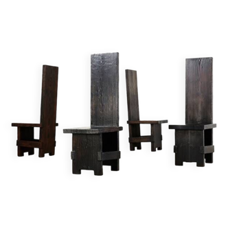 Edoardo Landi Rare ensemble de 4 chaises modèle S42 pour Studio D Italie 1970