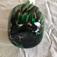 Vase vert et boanc en opaline de Florence annee 70