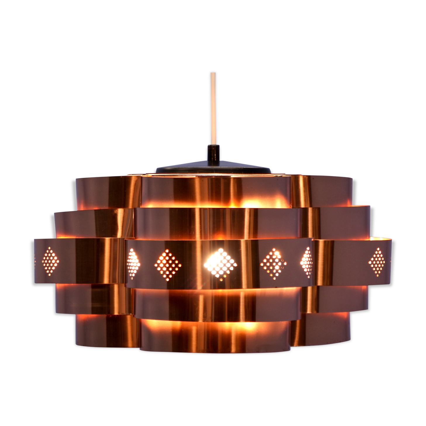Danish hanging lamp in copper by Werners Schou for Coronell Elektro, 1960s