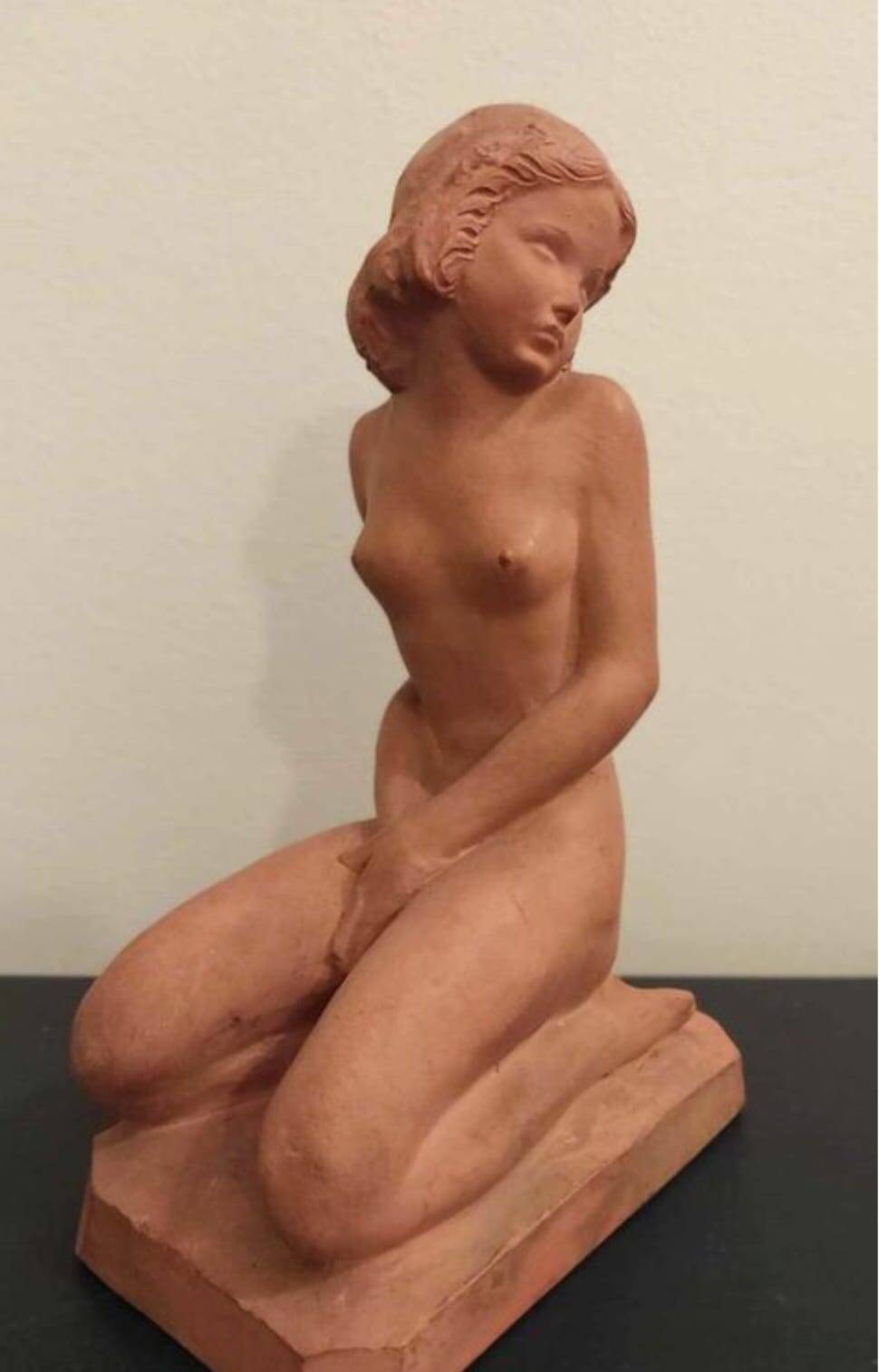 Terracotta sculpture "Kneeling Nude Woman"