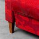 Divano à trois postes en tessuto floreale rosso anni '60 vintage modernariato