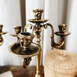 Duo of antique bronze chandeliers