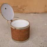 Vintage rattan ice bucket by Kraftware N.Y.C.