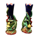 Paires de vases à décor de fleurs sarguemines majolica