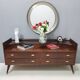 High-Quality Walnut Chest of Drawers with a Thick Glass Top, Italy