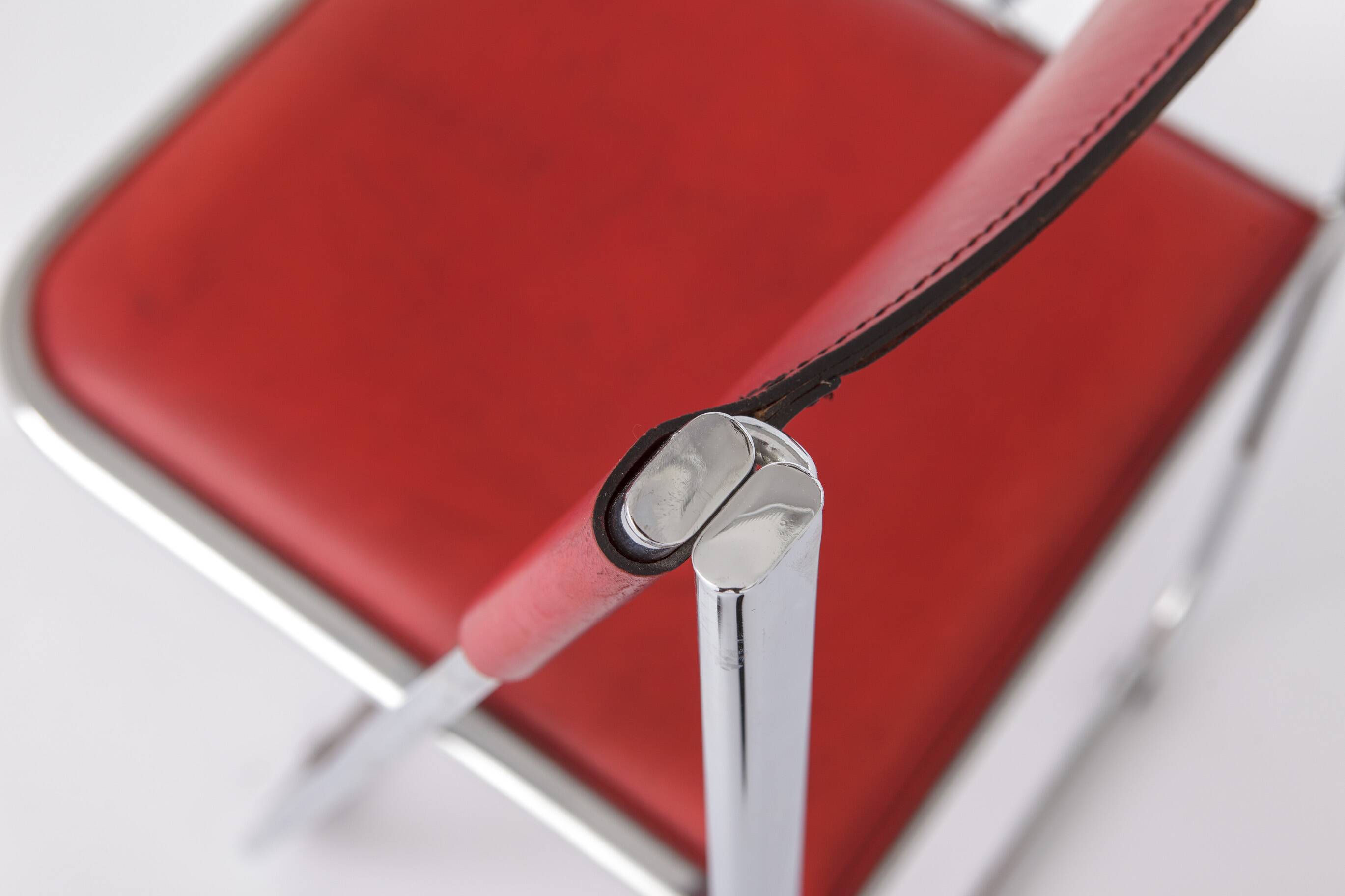Tamara Folding Chair by Arrben Italy 1970s | Chrome Frame & Red Leather |