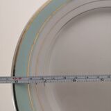set of 9 green, white and gold Luneville plates