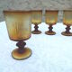 8 amber stemmed glasses
