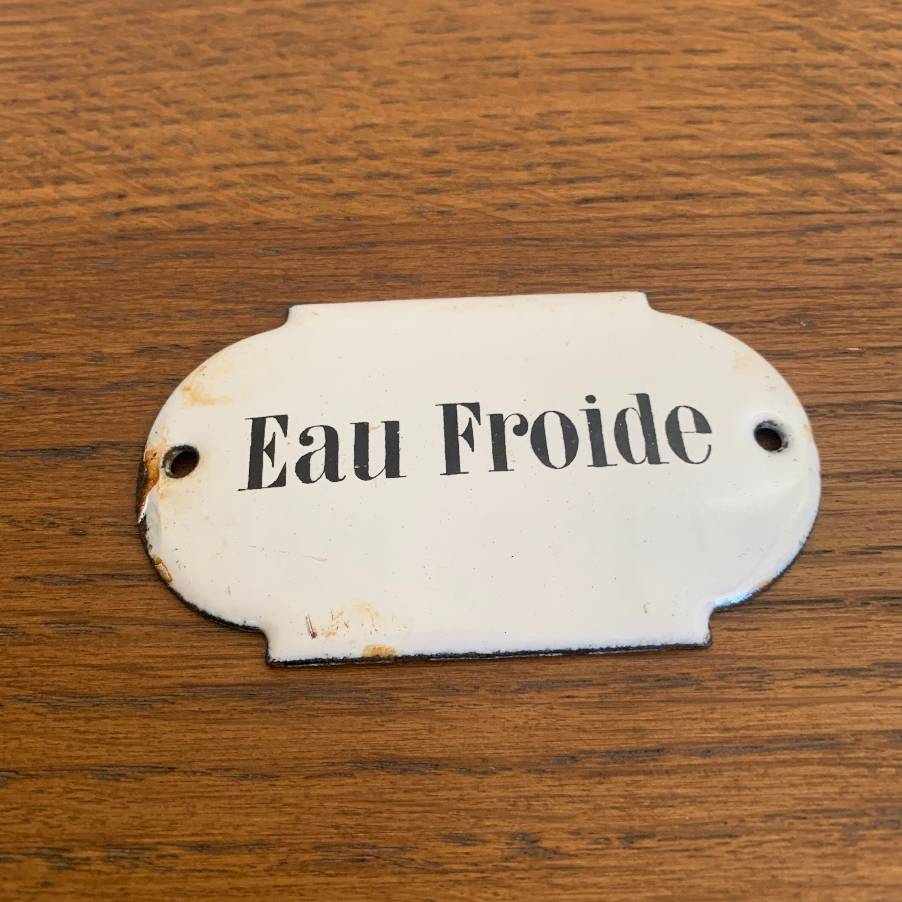 Plaque émaillée « Eau froide »