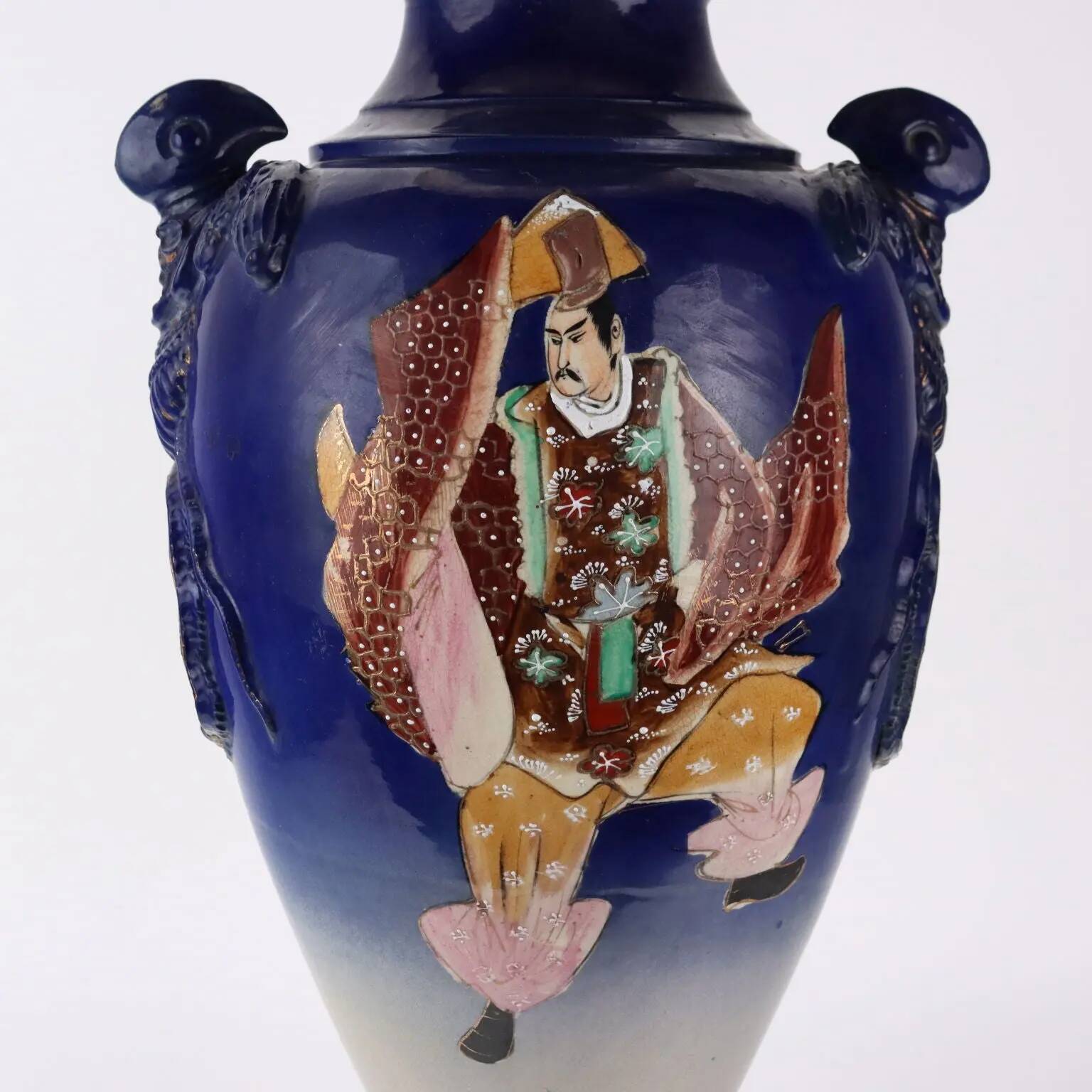 Antique ceramic vase with floral decoration, Japan, early 20th century.