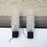 2 anciennes appliques arlus en verre & laiton