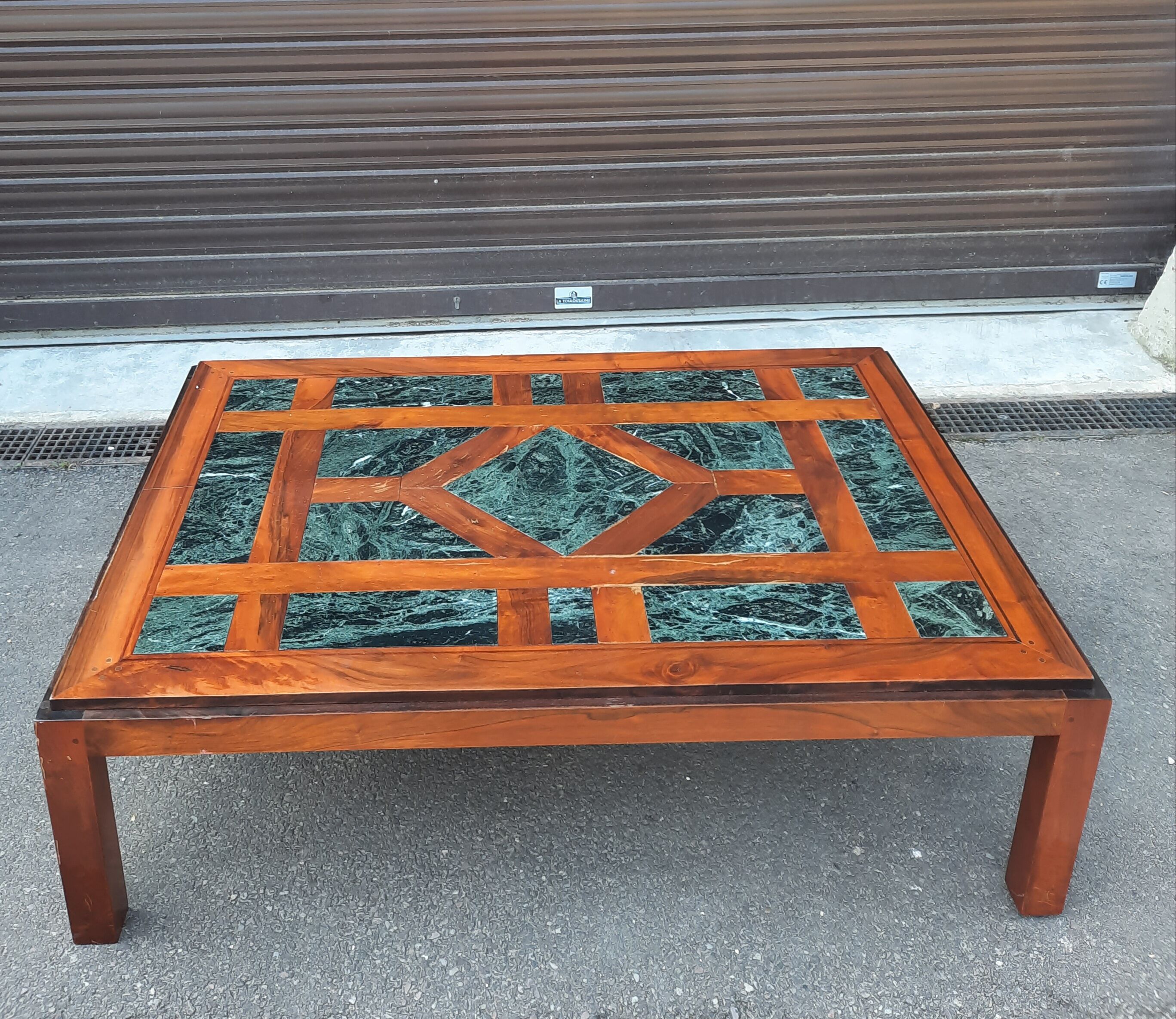 Contemporary coffee table wood and marble