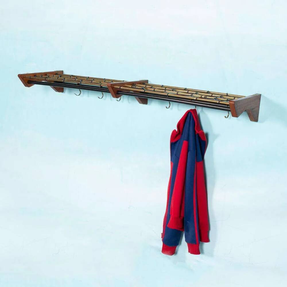 Vintage Swedish teak coat rack from the 1960s.