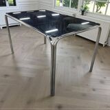 vintage chrome table with smoked glass