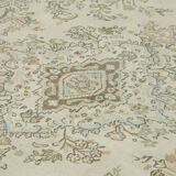 Handmade oriental unique 1980s 305 cm x 400 cm beige wool carpet