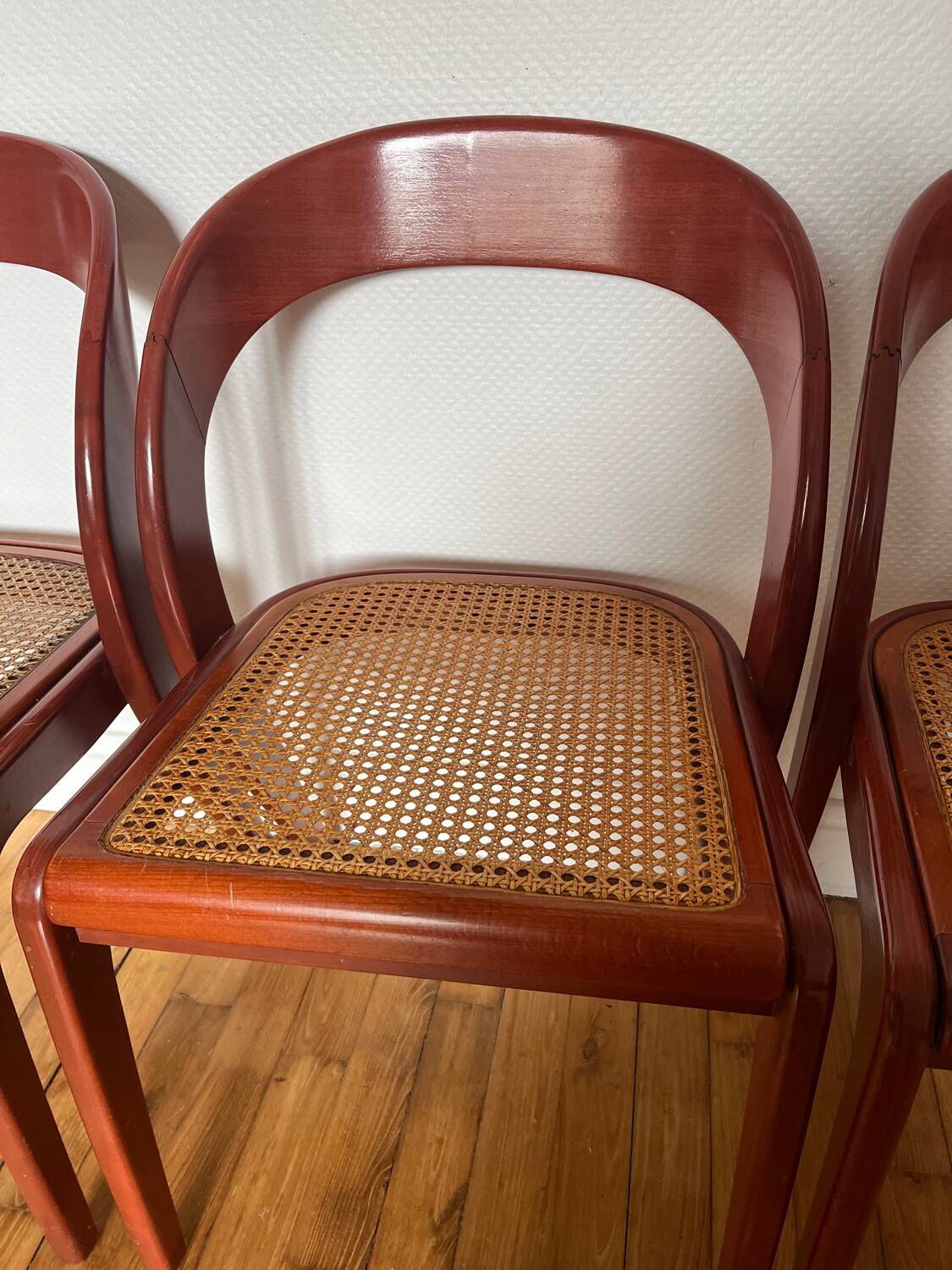 Set of 4 Baumann caned gondola chairs