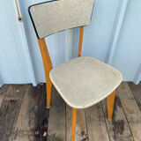Antique Scandinavian Wooden Chair + Vintage Grey Vinyl Seat & Backrest